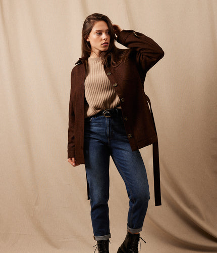 La Veste Saharienne Laine Shetland
